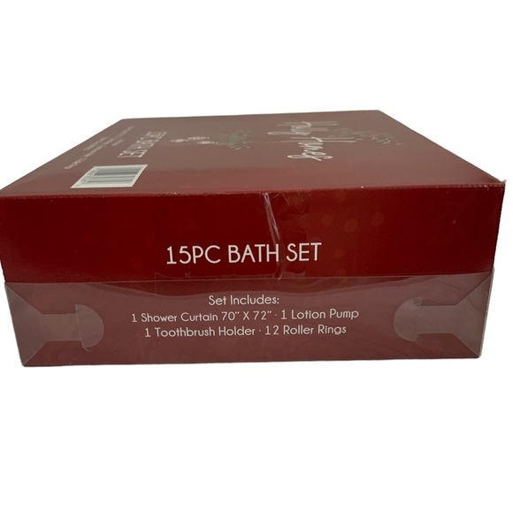 Christmas Bathroom Set Santa Gnomes Curtain Accessories 15 Piece Grey Multicolor - Picture 7 of 12